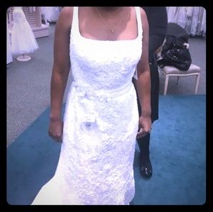 Oleg Cassini Tank Lace Wedding Dress with Beading